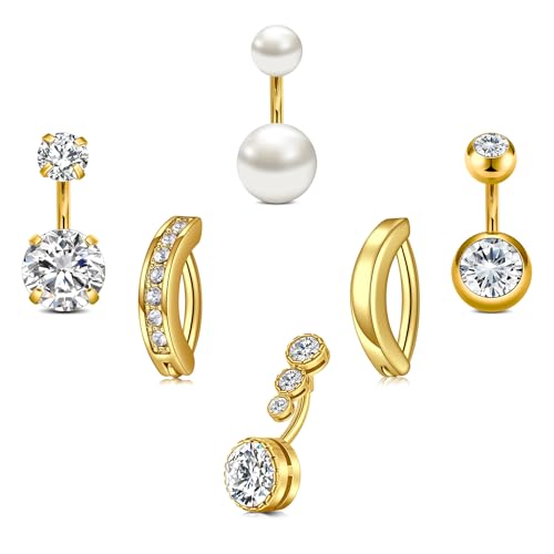 VCMART Belly Button Ring Short Bar Belly Ring Short Belly Button Rings Surgical Steel 6mm Belly Rings for Women Small Belly Button Piercing Navel Rings Piercing Jewelry - color: F -gold