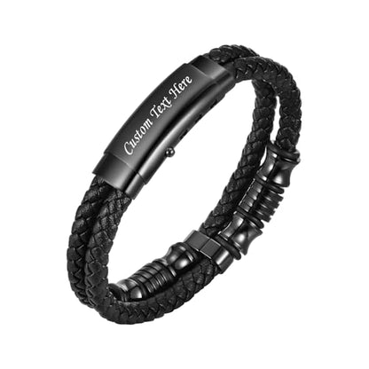 VNOX Men's Inspirational Mantra Engarved Handmade Braided Leather Adjustable Cuff Bangle Bracelet Encouragement Motivational Gift for Men - style: Black-Metal-Bead