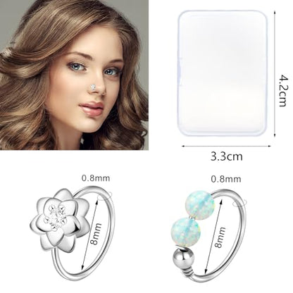 27-60 Pcs Nose Rings for Women Nose Piercing Jewelry Silver Nose Rings Studs 20G Surgical Nose Rings Hoops Nose Rings L Shaped Studs Screw Stainless Steel Nose Piercings for Women Men - color: Silver F-20 Pcs