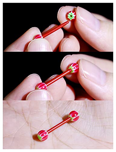 100pcs 14g Tongue Rings Nipple Rings for Women Men Surgical Stainless Steel Tongue/Nipple Piercing Jewelry Plastic Metal Tongue Ring 16MM Acrylic Straight Barbells Body Piercing Jewelry - color: B-100PCS Plastic/Mttal Tongue/Nipple Rings 14mm