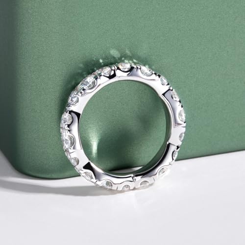 Moissanite Eternity Ring, S925 Sterling Silver Wedding Band for Women - style: Wavy Moissanite Eternity Band