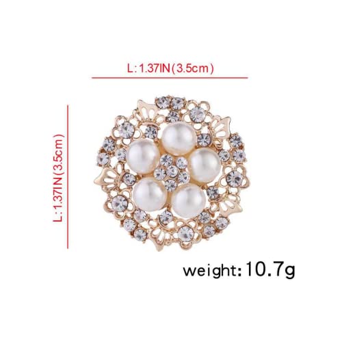 COLORFUL BLING Elegant Imitation Pearl Floral Crystal Brooch Pin for Wedding Bridal Fashion Jewelry - color: F style