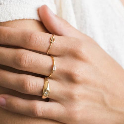 POTESSA 18K Gold Plated Open Rings for Women Wide Band Link Chain Ring Simple Stacking Finger Jewelry Size #4 - #9 - color: Gold Knot Ring