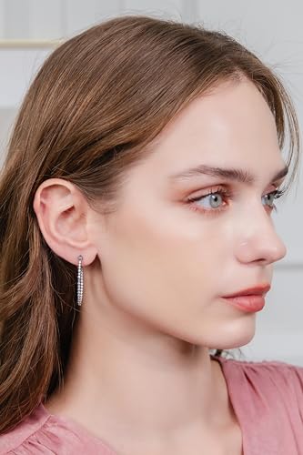 Hoops & Loops 925 Sterling Silver Cubic Zirconia Inside Out Oval Hoop Earrings for Women, 20mm 25mm 30mm - color: 30mm-Black
