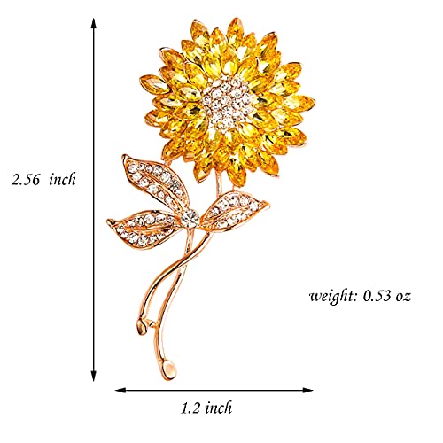 BeeGift Brooches for Women， Sunflower Brooch Pin Wedding Embellishment DIY Brooch Mother's Gift (Gold Crystal-1pcs)