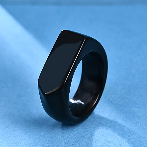 MYNENEY Stainless Steel Square Shape Signet for Men Statement Ring - color: Arrow Black