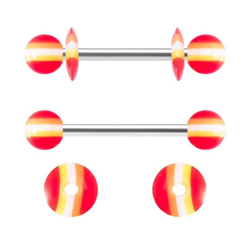 14G Body Piercing Jewelry Surgical Steel Belly Button Rings Tongue Rings Packs Silicone Spike Ball Barbell Belly Tongue Nipple Rings Piercing for Women - style: 12pcs tongue rings