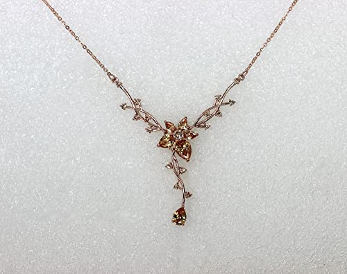 Faship Gorgeous CZ Crystal Floral Necklace Earrings Set - color: Champagne