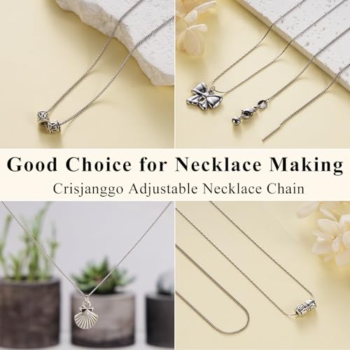 Crisjanggo 10 Pcs Silver Necklace Cable Chain Stainless Steel Chain for Jewelry Making Adjustable Charm Necklace Bulk 20 Inches with Lobster Clasps for Women - color: Silver Cable