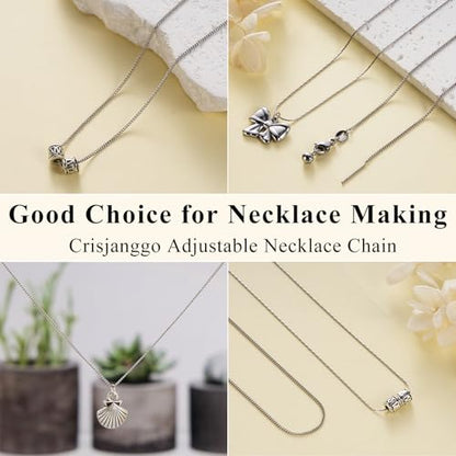 Crisjanggo 10 Pcs Silver Necklace Cable Chain Stainless Steel Chain for Jewelry Making Adjustable Charm Necklace Bulk 20 Inches with Lobster Clasps for Women - color: Silver Cable