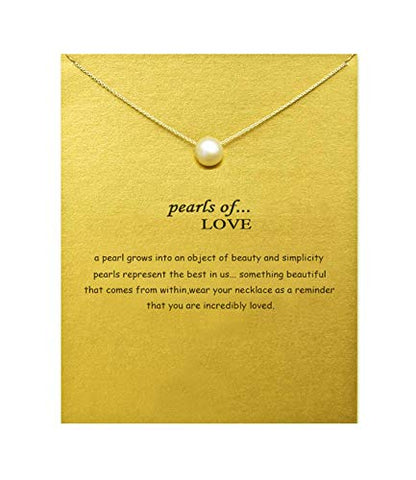 Baydurcan Friendship Anchor Compass Necklace Good Luck Elephant Pendant Chain Necklace with Message Card Gift Card - style: Pearl