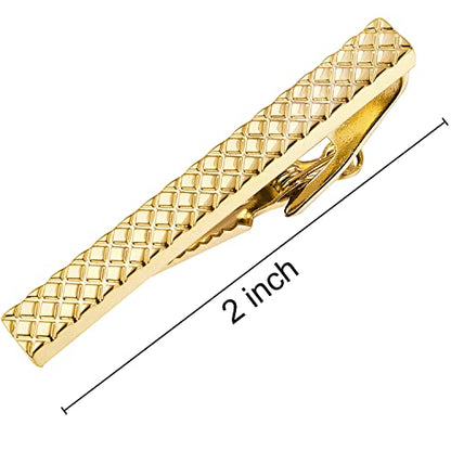 HAWSON Metal Cufflinks and Tie Clip Set for Men Novelty Cuff Links and Tie Bar Gifts for Wedding Level,Football, Musical Symbols Designs - color: Gold Knot