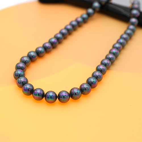 Long Simulated 10mm AAA Pearl Strand Necklace for Women Multicolor Pearl Choker Necklace 1920s Pearl Statement Necklace Costume Jewelry - color: 10mm Shell Pearl Black