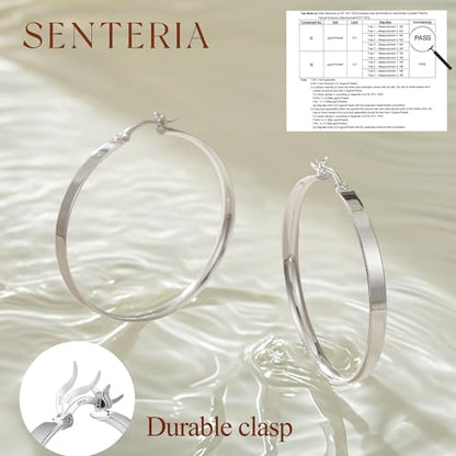 Senteria Lightweight Gold Hoop Earrings for Women 4mm Wide Large Hoop Earrings 14K Real Gold Plated Hypoallergenic Hoops Earring Big Thin Earring Hoops for Women 30/40/50/60/70mm - style: 40mm silver