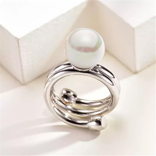 Shell Pearl Ball Silk Scarf Ring Brooch for Women Dainty Circle Layer Shawl Scarves Buckle Wrap Clasp Clip Rings Size 7 Brooches Fashion Dress Accessories Wedding Holiday Jewelry