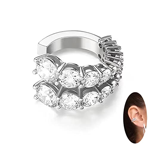Ear Cuffs Non Piercing Gold Silver Earrings Cute Cubic Zirconia Sparkling Ear Cuff for Women Clip On Cartilage Huggie Earring Christmas Jewelry Costume - color: S
