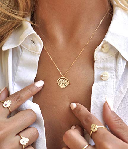 Aobei Pearl 18K Gold Plated Moon Star Lion Evil Eye Love Heart Cross Pendant Necklace Medallion Paperclip Chian Choker Layering Jewery for Women - color: Golden Horse Rider