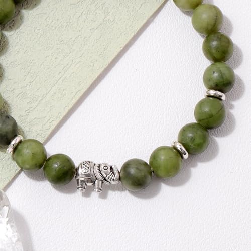 Healing Bracelet For Women Anxiety Beaded Bracelets Jewelry Healing Stone Crystal Bracelet Stress Relief Yoga Beads Chakra Bracelets Gifts For Women pink - color: Green Jade
