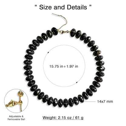Colorful Chunky Acrylic Beaded Choker Necklaces for Women | Multicolor Faceted Beads, Sturdy Metal Chain, Adjustable Detachable, Lightweight, Summer Boho, Sparkly Statement Jewelry Gift - color: Black
