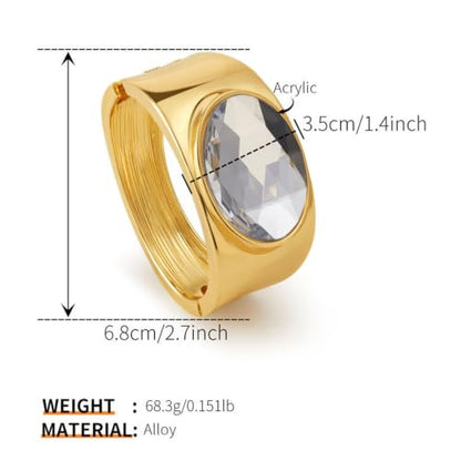 YBMYCM Gold Chunky Bangle Bracelets with Acrylic Inlay for Women Trendy Wide Chunky Cuff Bracelets Hammered Irregular Wrist Cuff Wrap Bracelet - style: Gold white