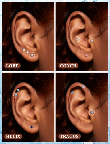 20G 18G 16G Threadless Flat Back Earrings Nose Stud 316L Surgical Steel Medusa Labret Monroe Lip Ring Tragus Forward Helix Conch Cartilage Lobe Earrings Stud Piercing Jewelry For Women Men - size: 18G-6MM Length