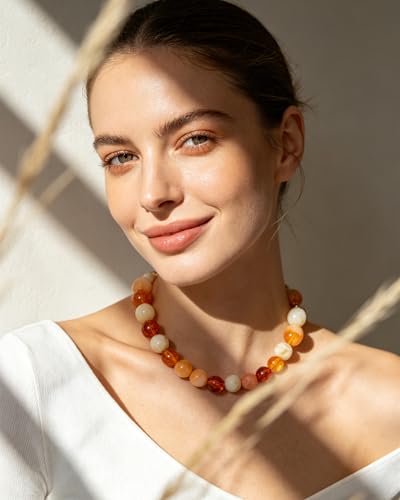 Colorful Chunky Beaded Necklaces for Women Trendy Large Bead Statement Necklace Boho Resin Bead Choker Summer Beach Jewelry Gifts Accessories - color: Brown