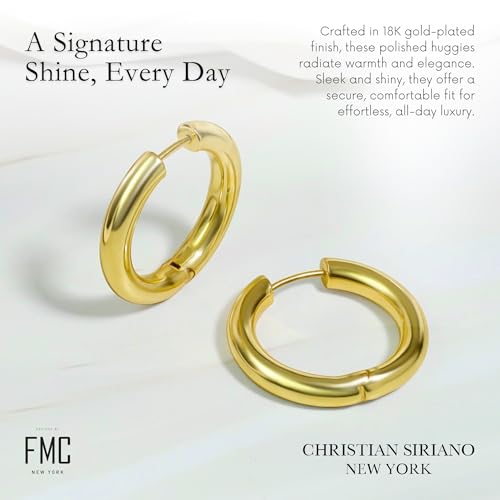 18K Gold Plated Sterling Silver Earrings for Women – Pure & Polished, Twist, Square, Hinged Tube, Abstract & Heart Shape Hoops – Lightweight, Hypoallergenic, Non-Tarnish Jewelry (Sizes: 3x35mm-46x30mm) - color: Gold, size: Hinged Tube (5x30mm)
