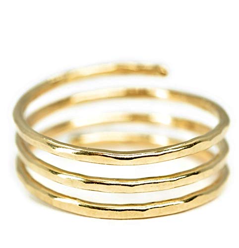 Mu-Yin Jewelry Adjustable Gold Ring for Women | 14K Gold-Filled Modern Minimalist Stacking Ring, Dainty Handmade Jewelry, Open Band, MEDIUM Size 8, Made in USA