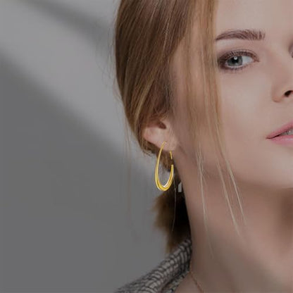 Teardrop Hoop Earrings for Women Gold Silver Plated Hypoallergenic Oval Pull Through Hoop Earrings Jewelry Gift - color: Gold