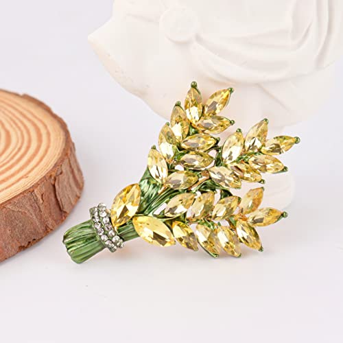 Lavender flower brooch crystal rhinestone tulip brooch elegant accessories jewelry women brooches and pins fashion jewelry wedding flowers lapel pin - color: Yellow