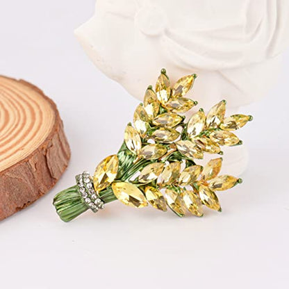 Lavender flower brooch crystal rhinestone tulip brooch elegant accessories jewelry women brooches and pins fashion jewelry wedding flowers lapel pin - color: Yellow