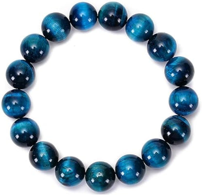 6/8/10/12mm Natural Blue Tiger Eye Bracelet Stress Relief Elastic Gemstone Natural Stone Beads Bracelet for Men Women Stretch Unisex - style: 10mm