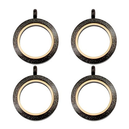 WANDIC Photo Charms, Set of 4 Matte Stainless Steel Round Memory Locket Pendant Bridal Wedding Bouquet Charms for Photo or Wedding, 25mm - color: 4pcs-gun Black Matte