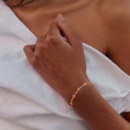 Gold Chain Bracelet for Women, 14K Gold Plated | Dainty Bracelets with Adjustable Chain, Trendy Jewelry Gift for Women - style: simple