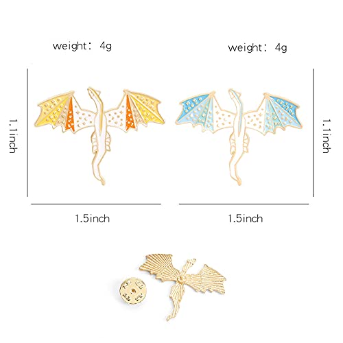 ROFARSO Dragon Enamel Lapel Pin Set Cartoon Flying Dragon Pin, Accessory for Backpacks Clothing Bags Hats Shirts(2piccs pin set)
