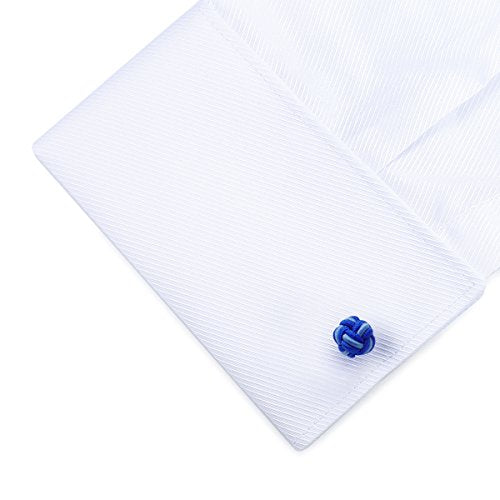 HONEY BEAR Round Silk Knot Elastic Fabric Cufflinks for Men Women 1 Pair | Wedding Business, Tarnish-Resistant, for Groomsmen, Father, Husband, Wife, Anniversary, and Formal Events - style: Blue Mix