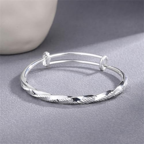 925 Sterling Silver Bangles For Women Handmade Silver Bangles Open Adjustable Bangle Bracelets For Women Silver Open Cuff Bracelets Stackable Wrap Bangles Festival Jewelry Gifts - color: Style 19