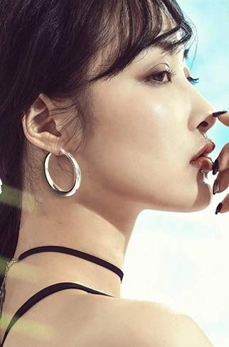Silver Oval Hoop Earrings for Women 14K Gold Plated Hoop Earrings | Hypoallergenic Lightweight - color: B-Silver