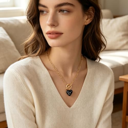 Teardrop CZ Pendant Paperclip Chain Necklace 18K Plated Paperclip Toggle Necklace Jewelry Birthstone Gift for Women - color: Snowflake stone