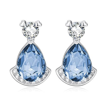 Birthstone Teardrop Crystal Stud Earrings for Women 925 Sterling Silver Solitaire Studs Halo Earrings for Birthday Gifts Teardrop Earrings for women - style: L December