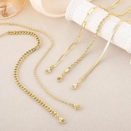 Kyerlyn Gold Bracelets for Women Waterproof, 14K Real Gold Jewelry Sets for Women Trendy Dainty Stackable Cuban Link Paperclip Chain Bracelet Pack Fashion Accessories Gifts - style: G-4