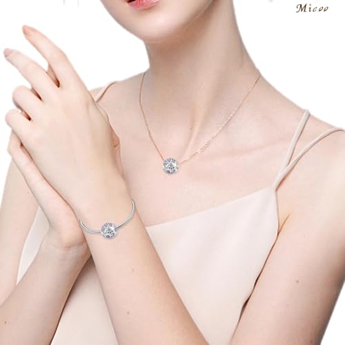 MICOO 925 Sterling Silver Jan-Dec Birthstone Charms For Bracelets and Necklaces, Original DIY Bead Charms With Cubic Zirconias Jewelry Birthday Gifts For Women. - color: 2-Feb Birthstone charm