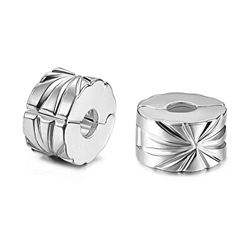 JewelrieShop Clip Spacer Charm for Bracelet Clip Lock Stopper Bead Spacer European Openable Beads 2pcs - color: #08S x 2 Pieces