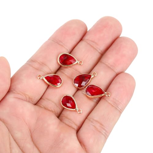 PATIKIL Birthstone Charm Beads Drop Pendant, Handmade Birthstone for Personalized Earrings Bracelet Necklace - color: Red, size: 0.63" x 0.31"