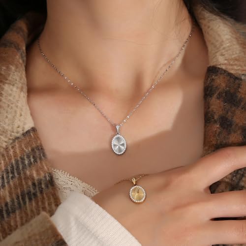 16 Inch Women's Pendant Necklace Chains - 5 Different Pendant Designs, Dainty Adjustable Chains(Gold/Silver) - color: silver3
