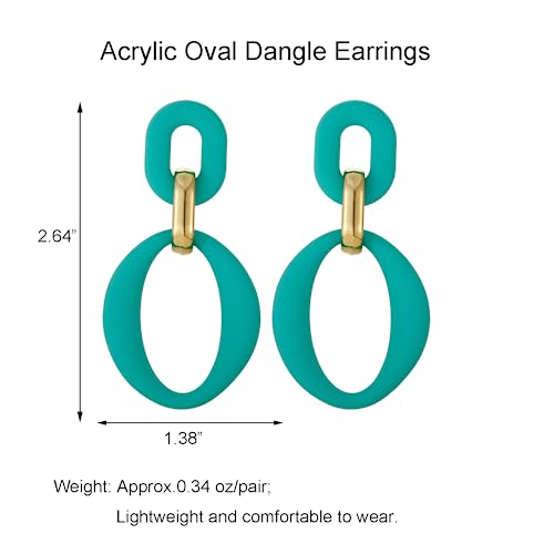 RUOFFETA Acrylic Rectangle Earrings, Fashion Acrylic Square/Oval/Hoop Statement Drop Earrings for Women - color: Aqua Oval