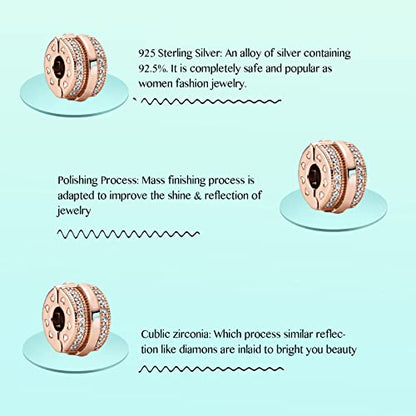 Annmors S925 Clip Spacer Safety Chain Stopper Charms for Pandora, Gift Mom Daughter Friend Sister Wife Grandma Girlfriend Fmaily On Christmas Mothers Valentines Halloween Graduation - color: B06-Pavé Lines Clips