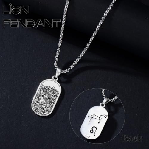 SIMONLY Zodiac Necklace 925 Sterling Silver Constellation Necklace Zodiac Sign Necklaces Horoscope Jewelry Christmas Birthday Astrology Gifts for Women Men Unisex - style: Leo