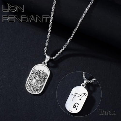 SIMONLY Zodiac Necklace 925 Sterling Silver Constellation Necklace Zodiac Sign Necklaces Horoscope Jewelry Christmas Birthday Astrology Gifts for Women Men Unisex - style: Leo