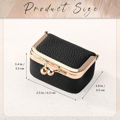 Zivyes Mini Jewelry Box Travel Small Coin Purse Organizer Case Genuine Leather Tiny Size (Black1) - color: Black1-Tiny